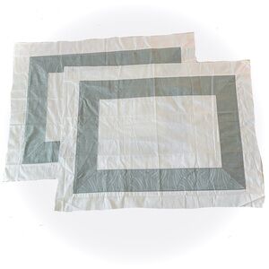 FRETTE Fan Arredo King Sham SET of TWO White Azure / Winter Jade Italy NWOT